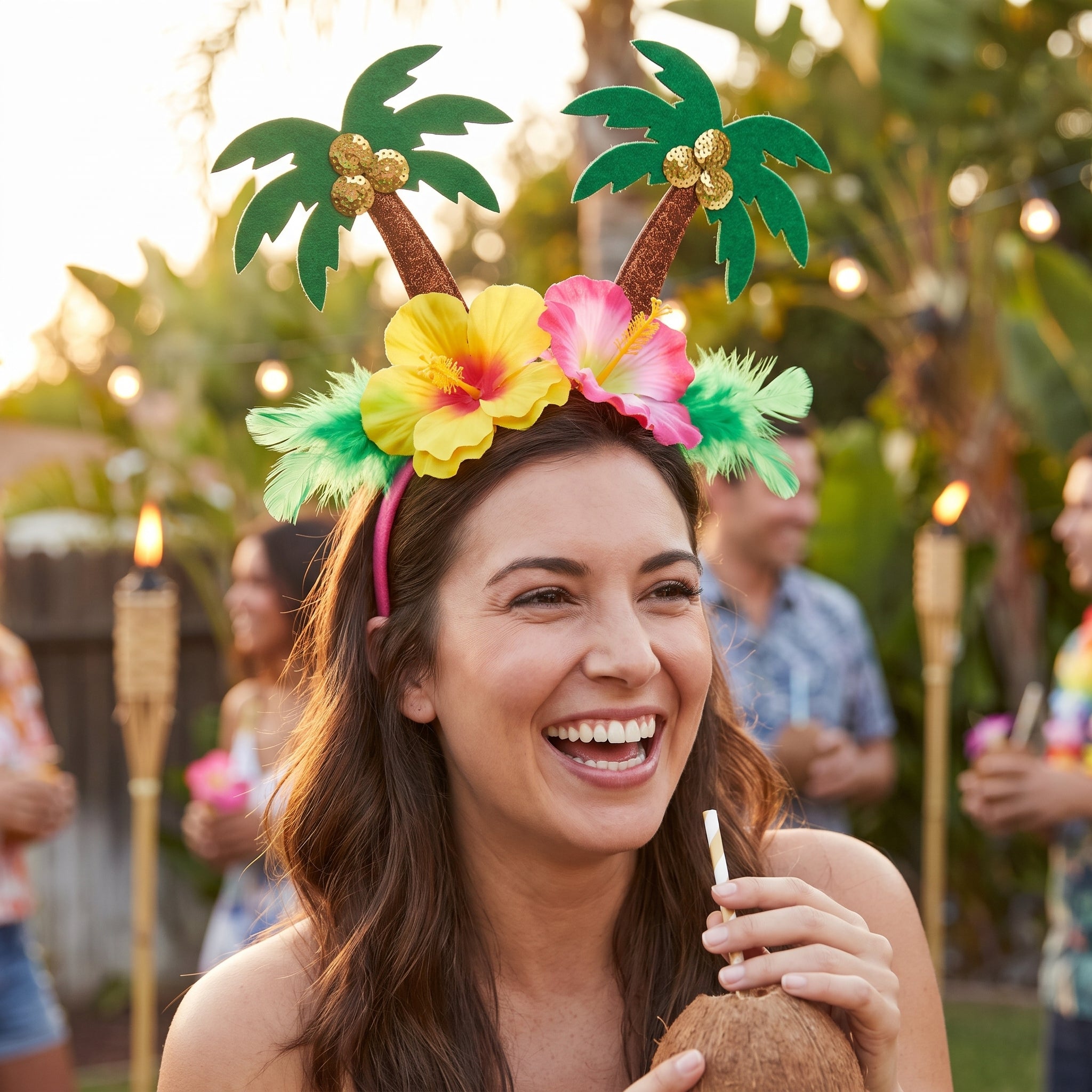 Tropical Hibiscus & Palm Tree Head Bopper