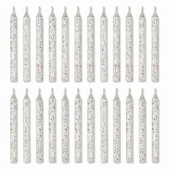 Large White Glitter Spiral Birthday Candle