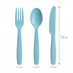 Robin's Egg Blue Heavyweight Plastic Cutlery Set - 24 Pieces