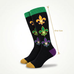 Mardi Gras Knee-High Socks - Fleur-de-Lis Design