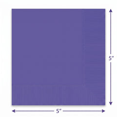 Royal Purple Solid Beverage Napkins - 5 In. X 5 In.