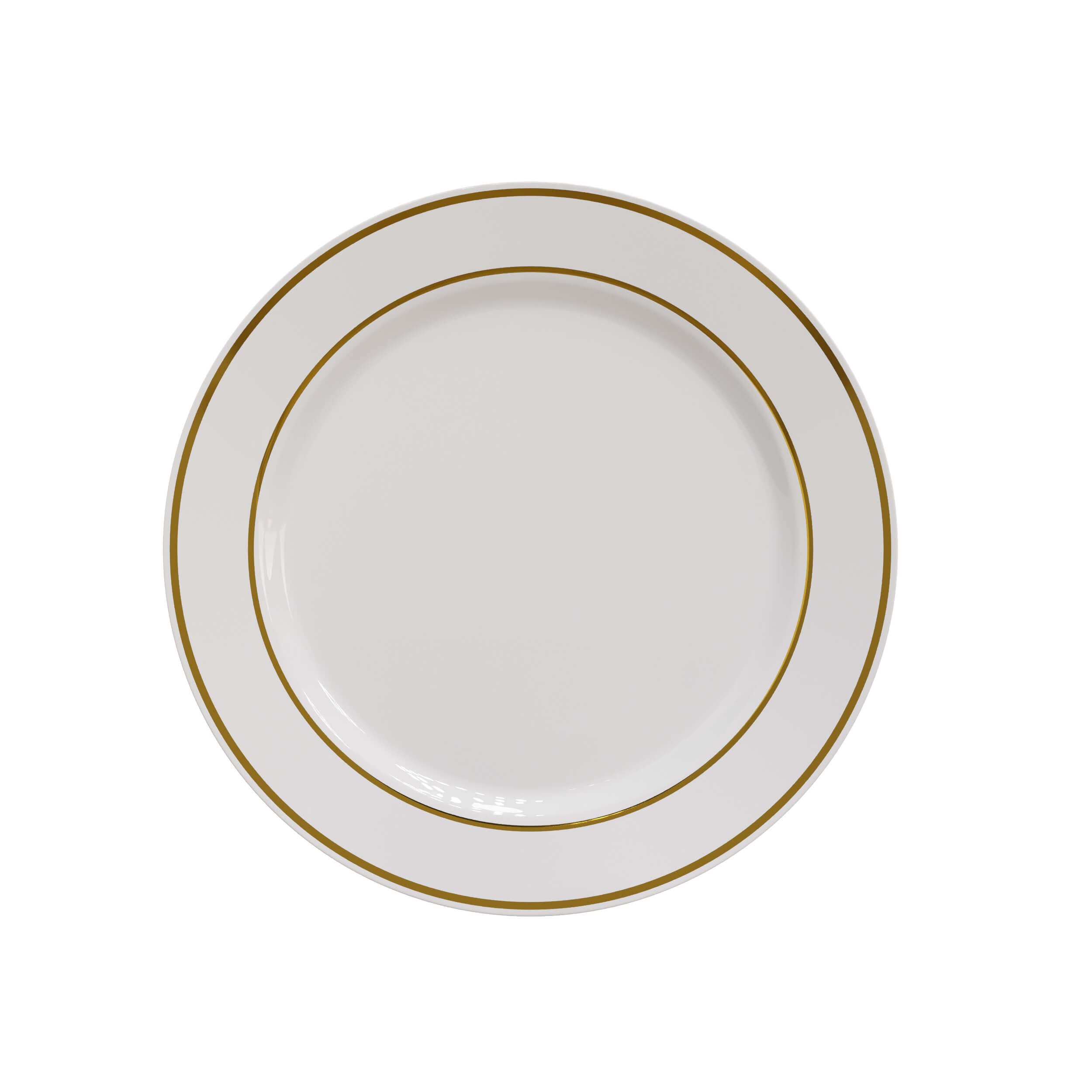 9 In. Cream/Gold Line Design Plates | 10 Count