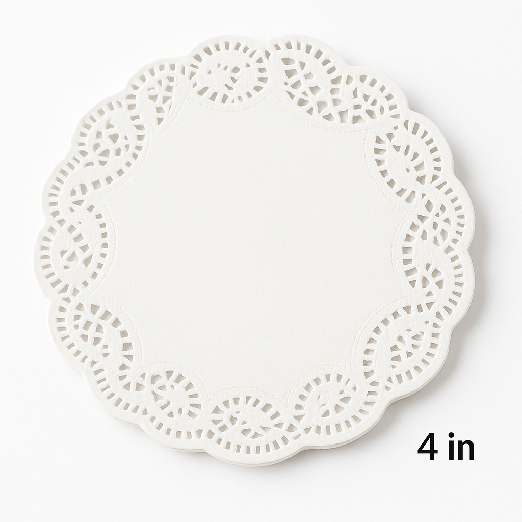 Round Paper Placemat Doilies, White, 4-in, 48-pk, for Birthday/Wedding/Graduation
