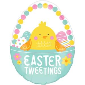 Easter Chicky in Striped Egg Foil Super Shape Balloon