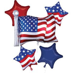 Patriotic Foil Balloon Bouquet - 5 Piece Set