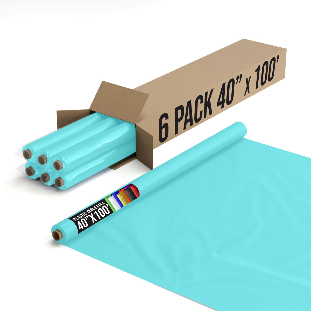 40 In. x 100 Ft. Aqua Blue Table Roll | Case of 6