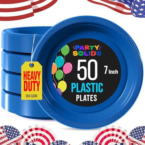 7 in. Dark Blue Plastic Plates | 50 Count