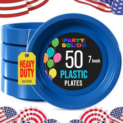 7 in. Dark Blue Plastic Plates | 50 Count