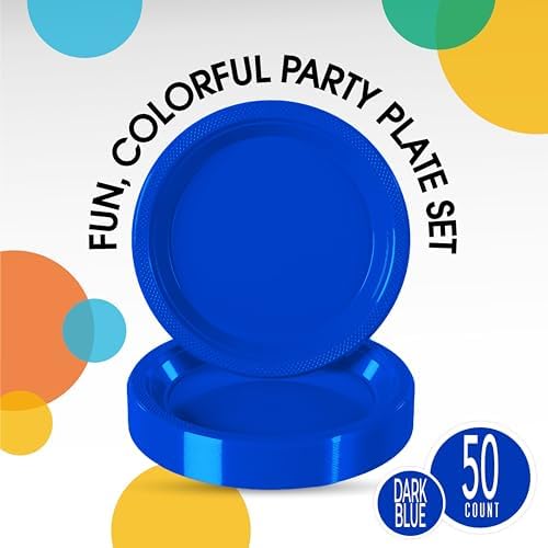 7 in. Dark Blue Plastic Plates | 50 Count