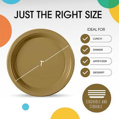 7 in. Gold Plastic Plates | 50 Count