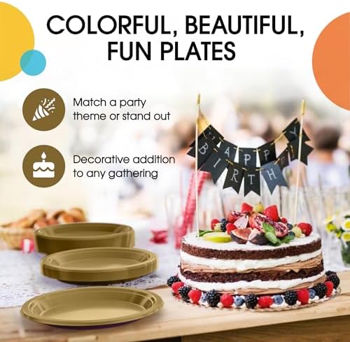7 in. Gold Plastic Plates | 50 Count