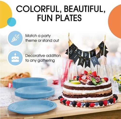 7 in. Light Blue Plastic Plates | 50 Count