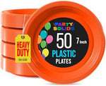 7 in. Orange Plastic Plates | 50 Count