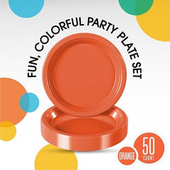 7 in. Orange Plastic Plates | 50 Count