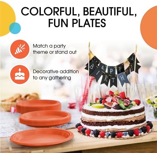 7 in. Orange Plastic Plates | 50 Count