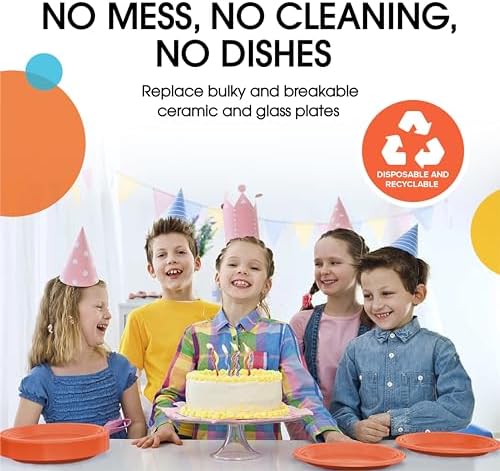 7 in. Orange Plastic Plates | 50 Count