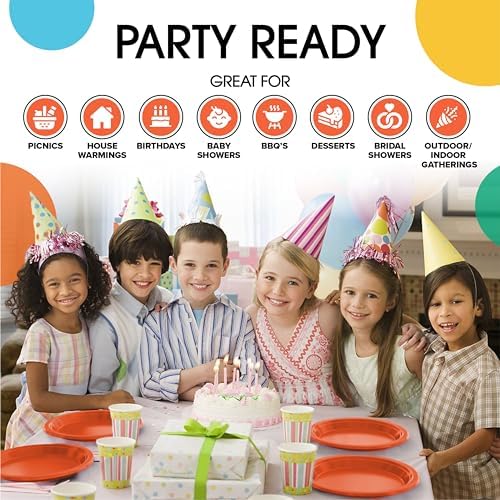 7 in. Orange Plastic Plates | 50 Count