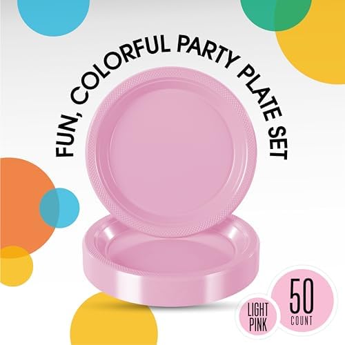 7 in. Pink Plastic Plates | 50 Count