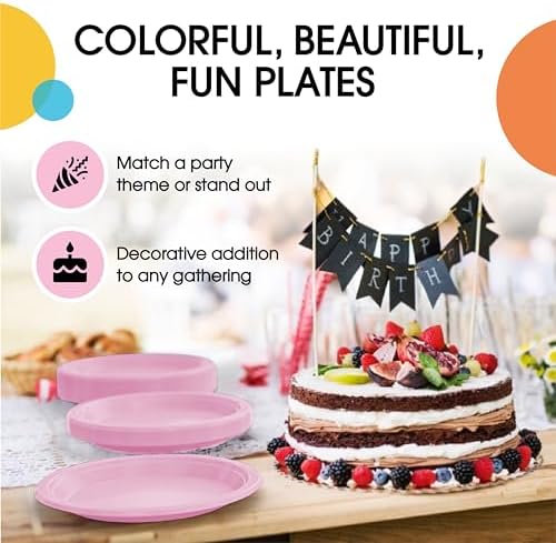 7 in. Pink Plastic Plates | 50 Count