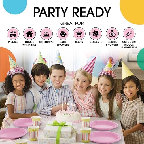 7 in. Pink Plastic Plates | 50 Count