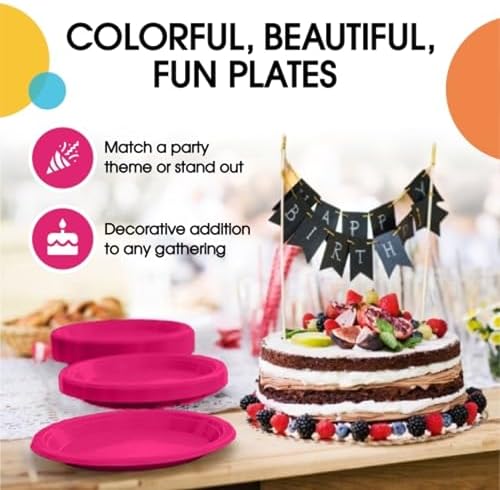 9 in. Cerise Plastic Plates | 50 Count