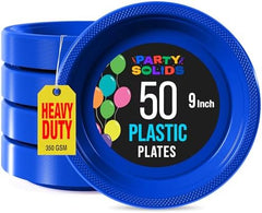9 in. Dark Blue Plastic Plates | 50 Count