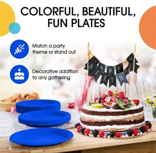 9 in. Dark Blue Plastic Plates | 50 Count