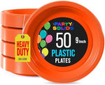 9 in. Orange Plastic Plates | 50 Count