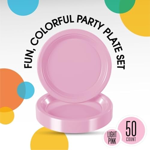9 in. Pink Plastic Plates | 50 Count
