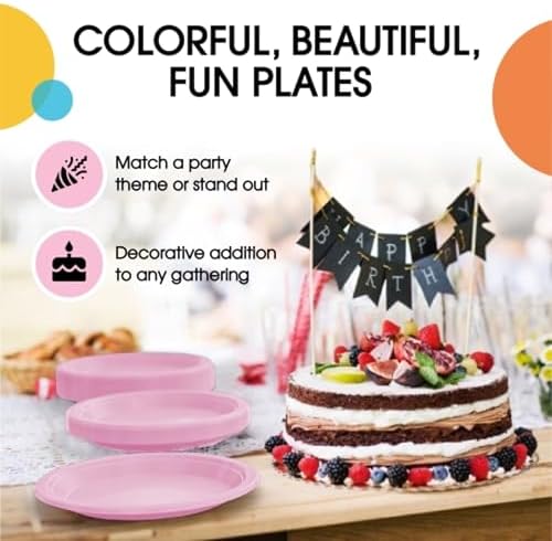 9 in. Pink Plastic Plates | 50 Count