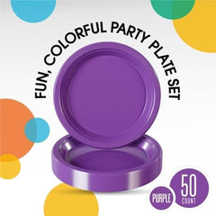 9 in. Purple Plastic Plates | 50 Count