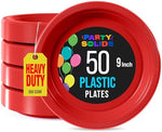 9 in. Red Plastic Plates | 50 Count