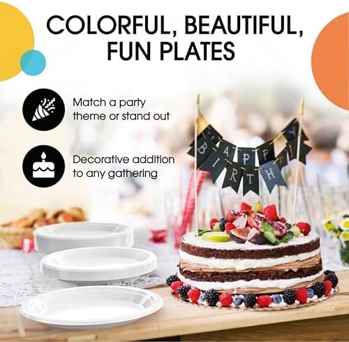 9 in. White Plastic Plates | 50 Count