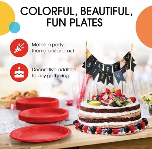 7 in. Red Plastic Plates | 50 Count