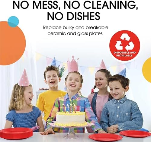 7 in. Red Plastic Plates | 50 Count