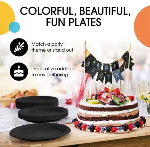 7 in. Black Plastic Plates | 50 Count