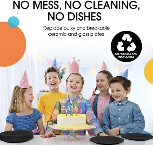 7 in. Black Plastic Plates | 50 Count