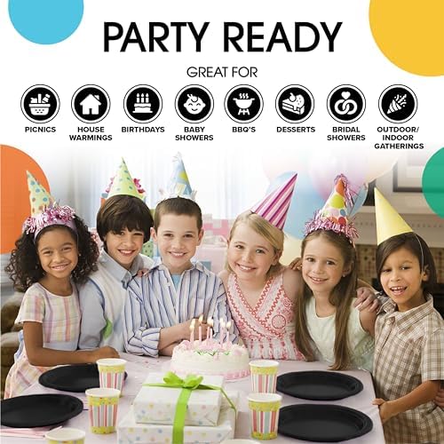 7 in. Black Plastic Plates | 50 Count