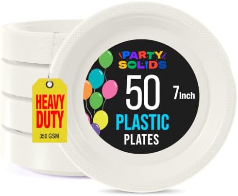 7 in. Ivory Plastic Plates | 50 Count