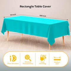 Aqua Blue Plastic Table Covers | 12 Pack | 54 in. x 108 in.