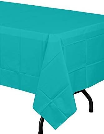 Aqua Blue Plastic Table Covers | 12 Pack | 54 in. x 108 in.