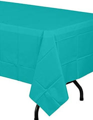 Aqua Blue Plastic Table Covers | 12 Pack | 54 in. x 108 in.