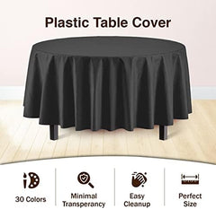 Black Round Plastic Table Covers | 12 Pack | 84 in.