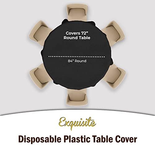 Black Round Plastic Table Covers | 12 Pack | 84 in.