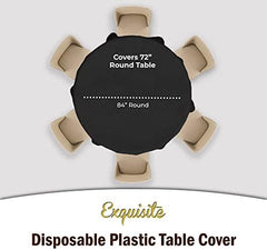 Black Round Plastic Table Covers | 12 Pack | 84 in.
