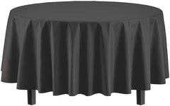 Black Round Plastic Table Covers | 12 Pack | 84 in.