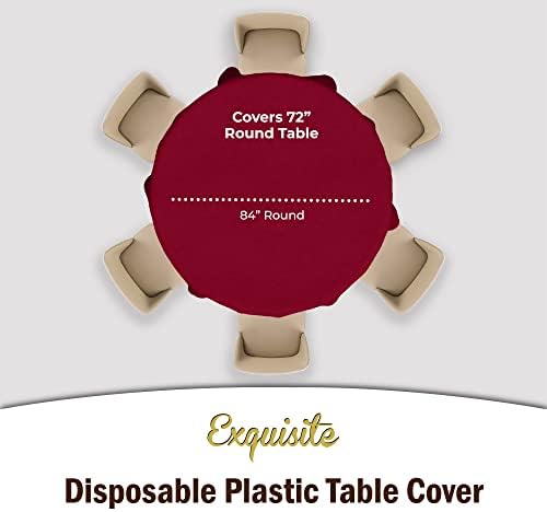 Round Burgundy Plastic Table Covers | 12 Pack | 84 in.