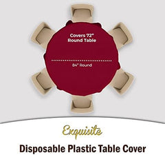 Round Burgundy Plastic Table Covers | 12 Pack | 84 in.