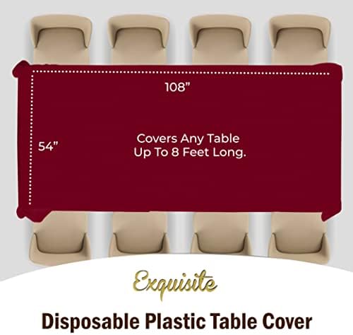 Burgundy Plastic Table Covers | 12 Pack | 54 in. x 108 in.