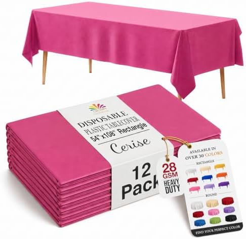 Cerise Plastic Table Covers | 12 Pack | 54 in. x 108 in.